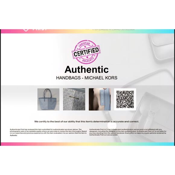 Michael Kors Jet Set Medium Carryall Tote Blue & White Aluminum Charm Zip Purse - Picture 9 of 10